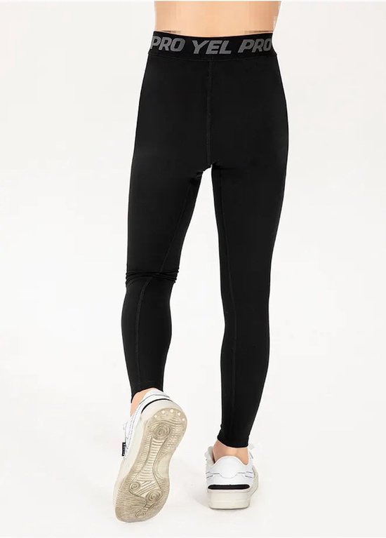 Chibaa - Jongens Thermisch Fleece Gevoerd Sport Legging - Thermo Sportbroek - Gymmen - Voetbal - Trainen - Elastisch - Gevoerd - Zwart - Maat: 120-130 - 7/8 Jaar van Chibaa — afbeelding 3