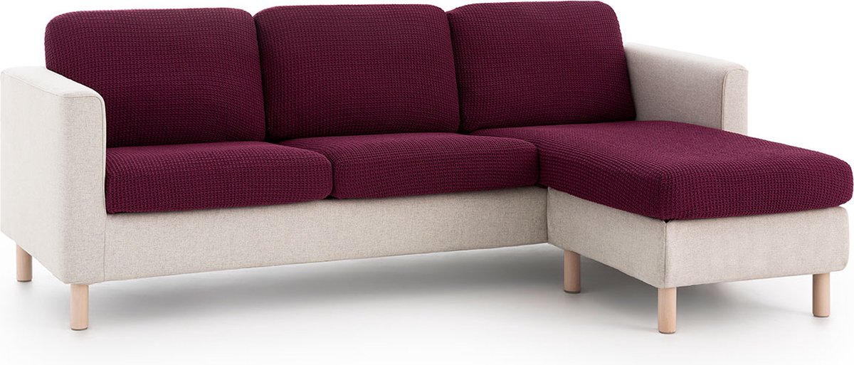Belmarti® Zitkussenhoes Bali - 95cm tot 130cm breed Paars - Universele Belmarti® zitkussen hoes voor elke zithoek - Multi-elastisch