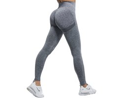 Sportchic - Sportlegging dames - High waist - Elastische band – Squatproof - Zonder Scrunch - Hardloopbroek - Lange Sportlegging - Anti-zweet - Sportlegging - Donker Grijs - L