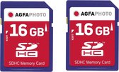 AgfaPhoto Pack 2 cartes mémoire flash SDHC 10408 - Capacité 16GB + 16GB - Bleu