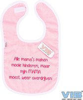 VIB® - Slabbetje Luxe velours - Alle mama's maken mooie kinderen (roze-wit) - Babykleertjes - Baby cadeau