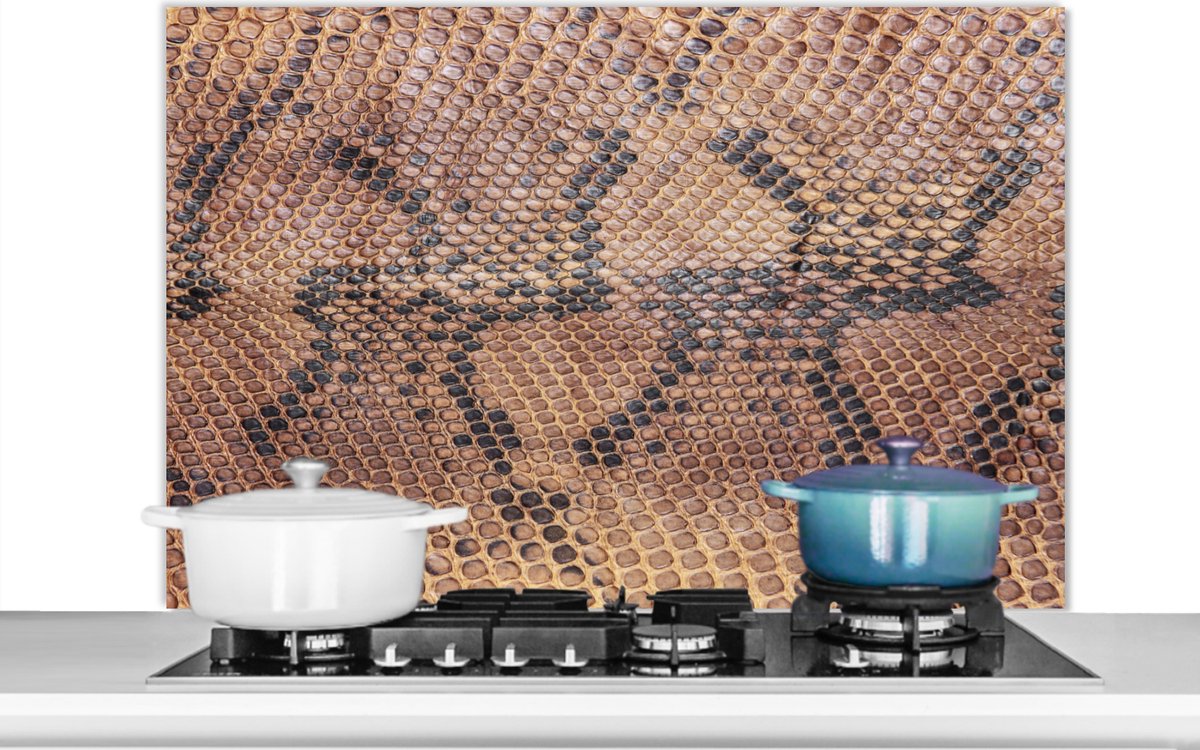 Spatscherm keuken - Leer - Slangenhuid - Slang - Structuur - 100x65 cm - Muurbeschermer - Achterwand