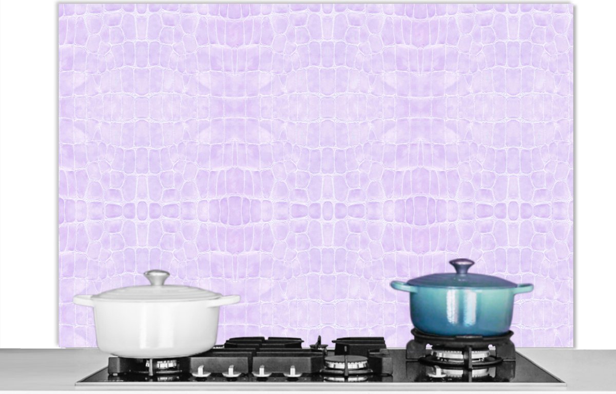 Spatwand fornuis - Leer - Roze - Structuur - Keuken - 120x80 cm - Spatscherm - Achterwand
