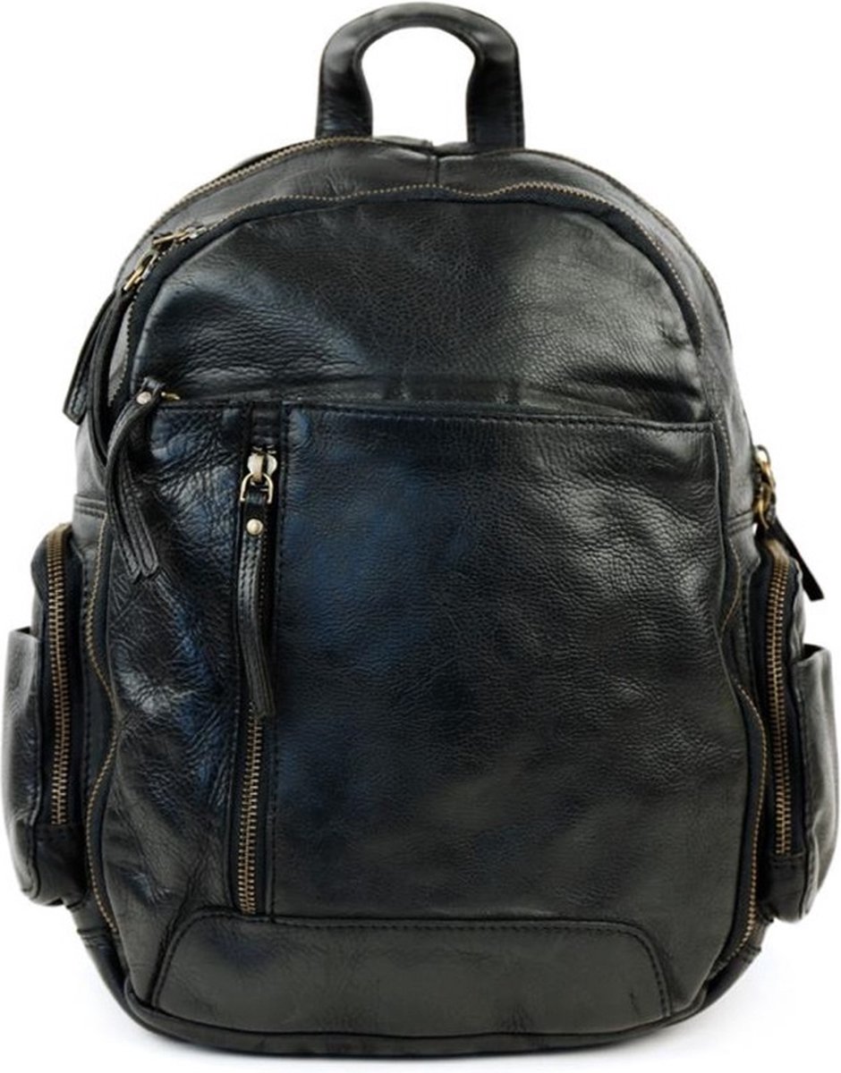 Bear Design Katleen Leren Laptoprugzak - 14 inch - Zwart