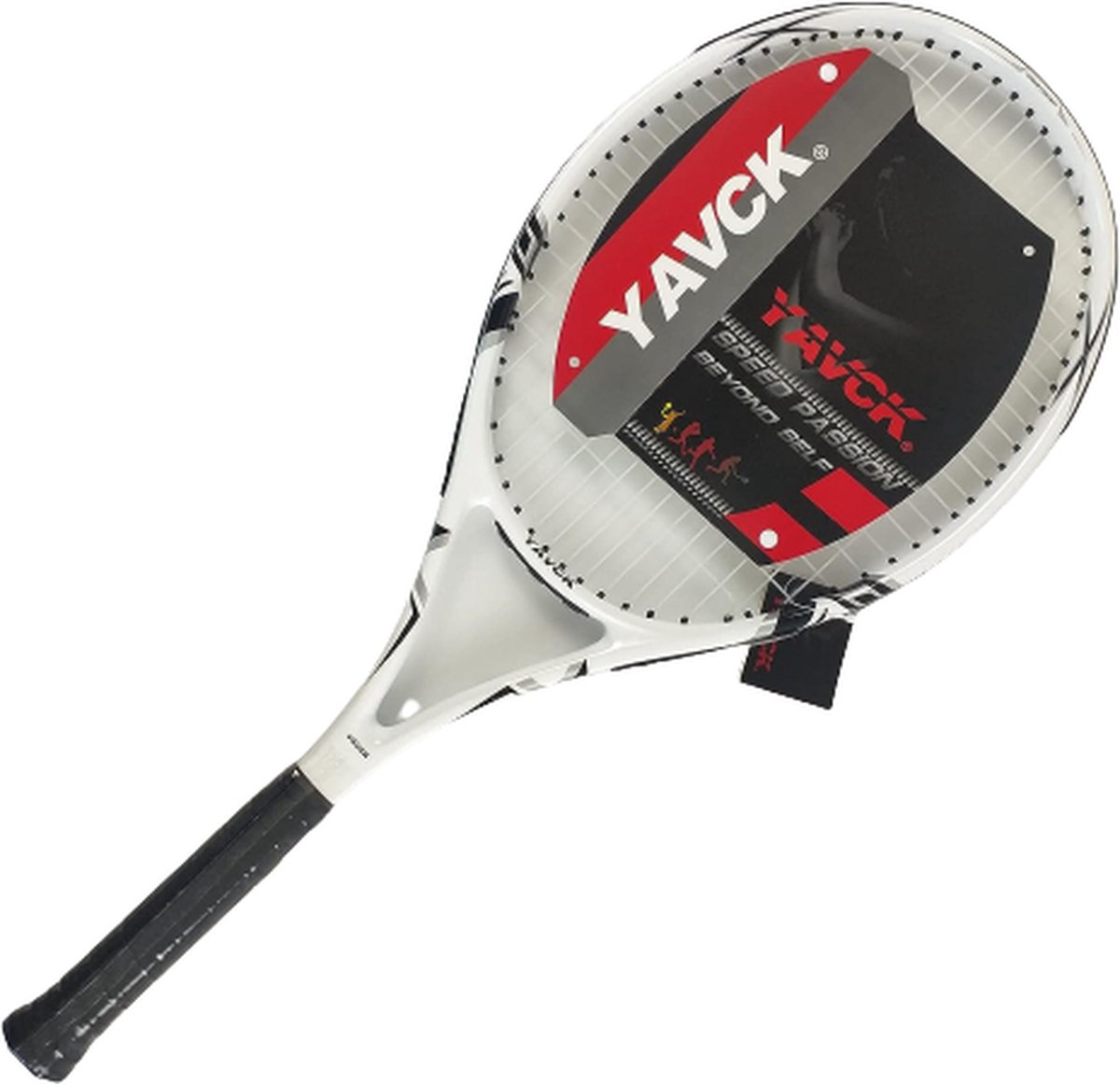 Yavck- Tennisracket - Volwassenen - Zwart Wit