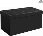 MIRA Home Opbergbox – Zwarte Voetenbankje – Basic – Synthetisch Leer – Zwart – 76x38x38cm