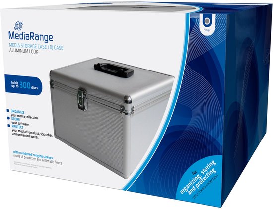 MediaRange CD-koffer 300 CD's/DVD's/Blu-rays Aluminium Zilver 1 stuk(s) (b x h x d) 30.1 x 18 x 26.5 cm BOX76