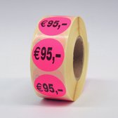 “€95" Prijs Stickers op rol 35mm roze - 1000ex.