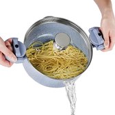 Pasta Pot Inductie 24 cm Kookpot 4.5 L met Vergiet Glazen Deksel Aluminium Stockpot Geschikt voor Alle Kookplaten Inductie met Vergrendelde Handvatten