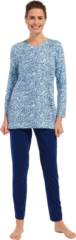 Lichtblauwe damespyjama met lange mouwen 'micro animal fashion'