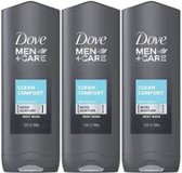 Dove Men+Care Clean Comfort Gel Douche / Gel Douche Corps & Visage - 3 x 400 ML