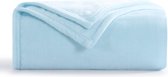 Pluizige fleecedeken, blauw - deken, lichtblauw, XL 150 x 200 cm, bankdeken, knuffelige woondeken, babyblauw, zacht als woonkamer, deken, bankdeken