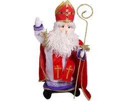 Sinterklaaspop met staf-52 cm-Sint Nicolaas pop-Sintpop-Sinterklaasdecoratie