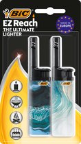 BIC EZ Reach lighter - kaarsen aansteker - Electronische gasaansteker met lange hals - Vuurwerk- Kaarsen-BBQ- Marmer design - 2 stuks