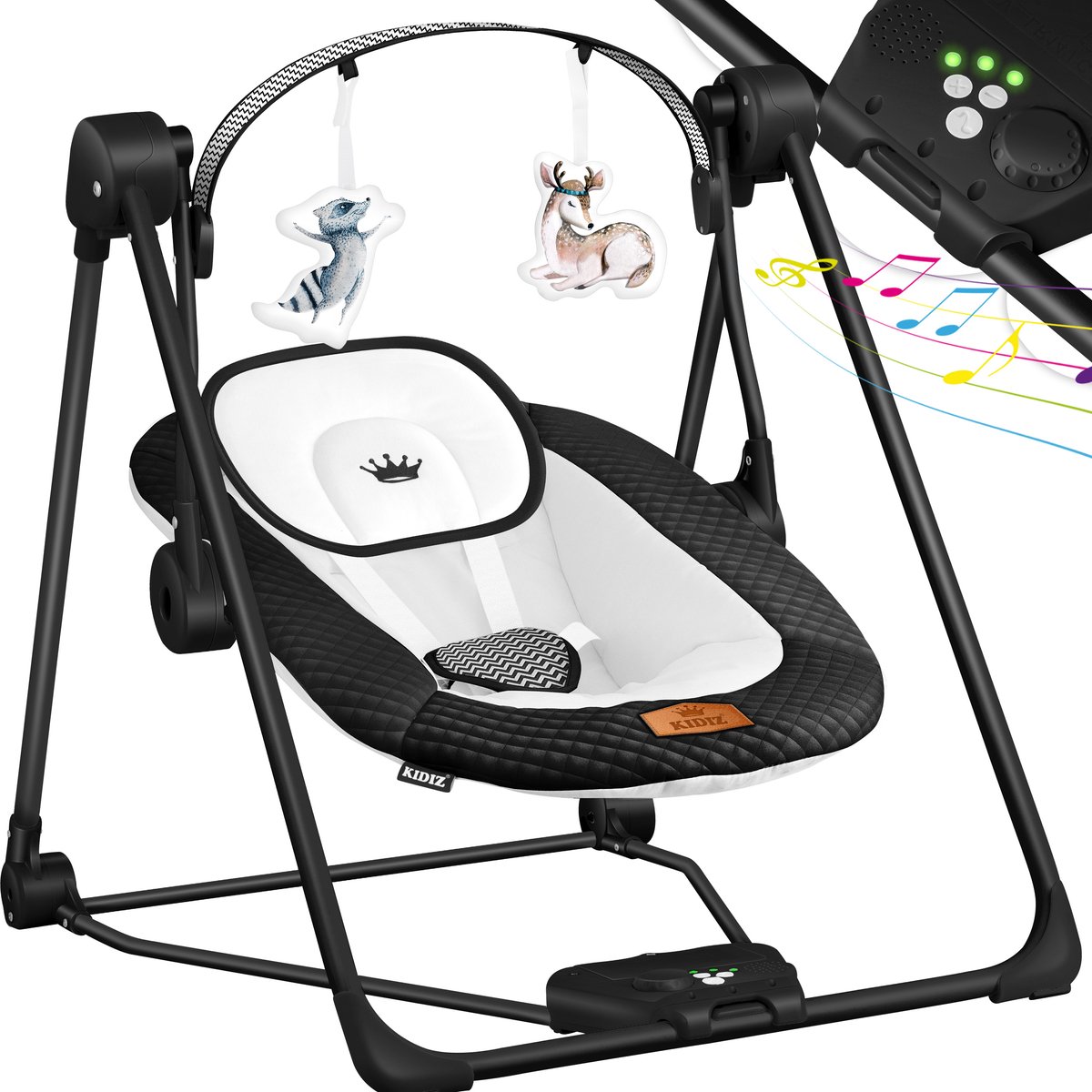 Goedkoopste KIDIZ® Wipstoel Baby Elektrisch Babyschommel tot max 9kg - Schommelstoel voor Baby Swing met Speelboog en 5 schommelsnelheden - Zwart