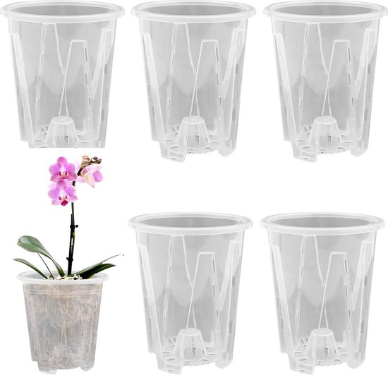 10 Pots à Orchidées En Plastique Transparent | Avec Trous De Drainage Et Fond Surélevé | Pour Orchidées, Succulentes, Cactus | Taille 11,5x11cm