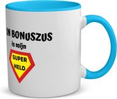 Akyol - mijn bonuszus is mijn superheld koffiemok - theemok - blauw - Zus - super bonuszus - verjaardag - cadeautje voor zus - zus artikelen - kado - geschenk - 350 ML inhoud