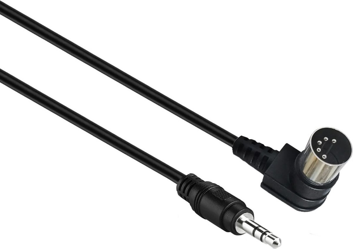 DIN 5-pins haaks - 3,5mm Jack audiokabel / zwart - 1,5 meter