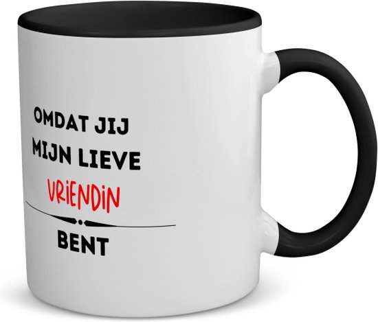 Akyol - omdat jij mijn lieve vriendin bent koffiemok - theemok - zwart - Vriend/vriendin - de liefste vriendin - valentijnsdag - verjaardag - cadeautje voor vriendin - kado - geschenk - 350 ML inhoud