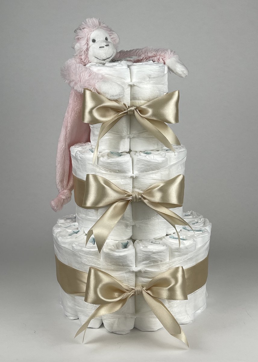 Goedkoopste Chouette-Chouette | Luiertaart Meisje | Kraamcadeau | Geboorte Meisje | Babyshower | Tuttle Aap Mickey Pink - Beige