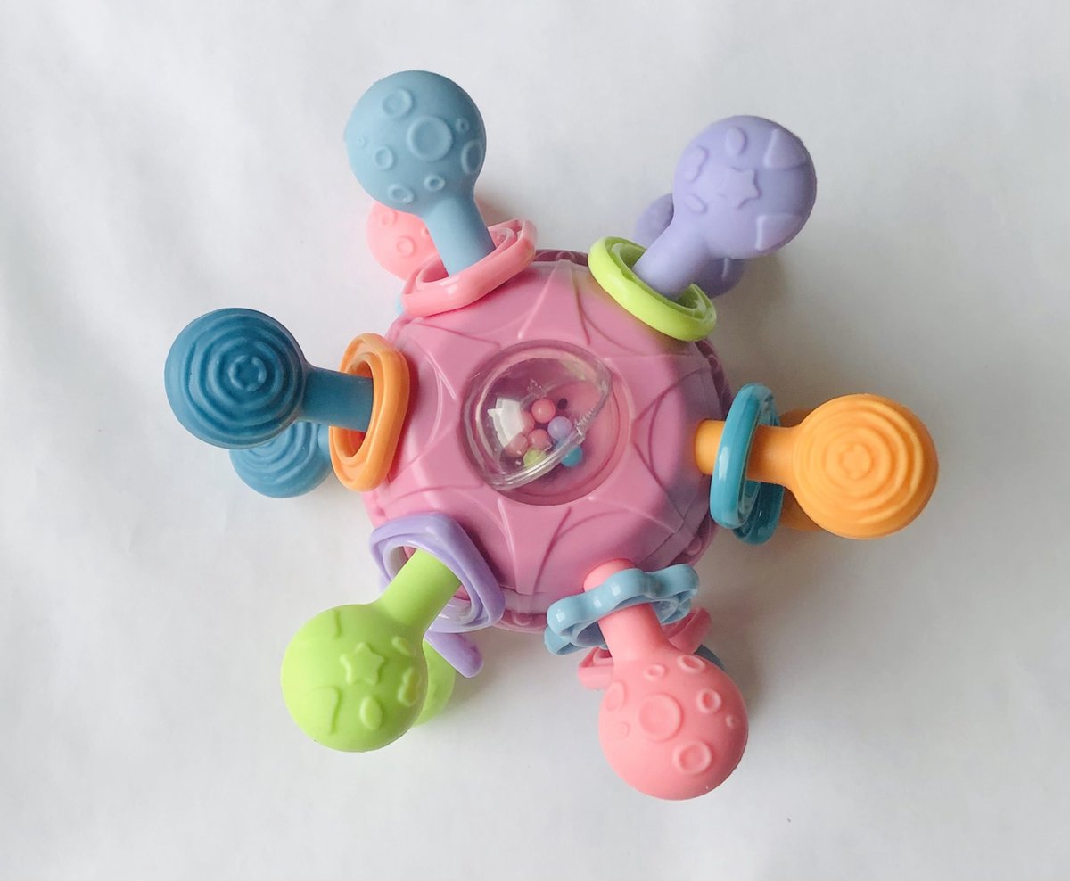 Hochet Et Anneau De Dentition Bébé En Silicone - Cyan, Pour Garçons Et Filles Dès 0 Mois