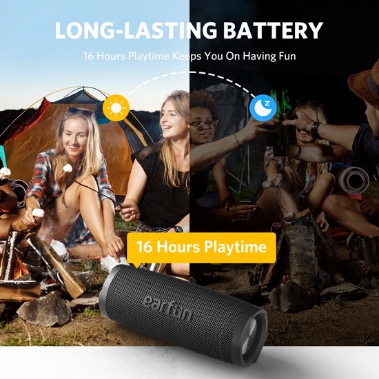 EarFun UBOOM® Slim - Draadloze bluetooth 5.2 speaker - IPX7 Waterproof - Ingebouwde microfoon - Zwart van EarFun — afbeelding 3