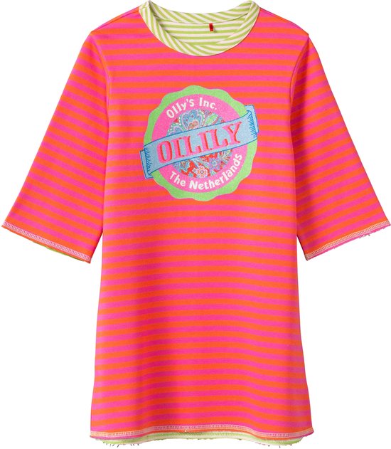 Docus sweat dress 34 Double cloth stripe pink with OILILY old school logo Pink: 92/2T