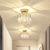 Goude Moderne Kristallen Plafondlamp LED Vierkante Kristallen Kroonluchter
