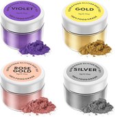 Jelife Feestelijke Glitter Collection - Set van 4 x 5 g - Decoratie voor Voeding & Drank - Verscheidenheid aan Sprankelende Kleuren - Perfect voor Taarten, Chocolade en Feestdrankjes