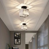 Zwarte Moderne Kristallen Plafondlamp - LED Vierkante Kristallen Kroonluchter - Gangpad Lamp - Hal Lamp