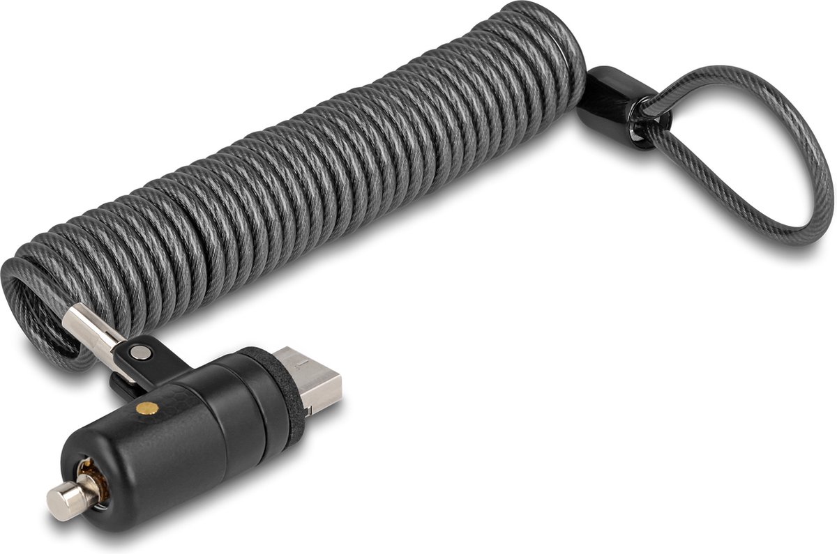 Navilock Laptop Security Coiled Cable for USB Type-A port with Key Lock