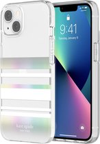 Kate Spade New York Beschermende Hardshell Case voor iPhone 13 - Park Stripe White Iridescent Clear