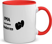 Akyol - oma van de leukste kinderen koffiemok - theemok - rood - Oma - de leukste oma - verjaardag - cadeau voor oma - kado - geschenk - 350 ML inhoud