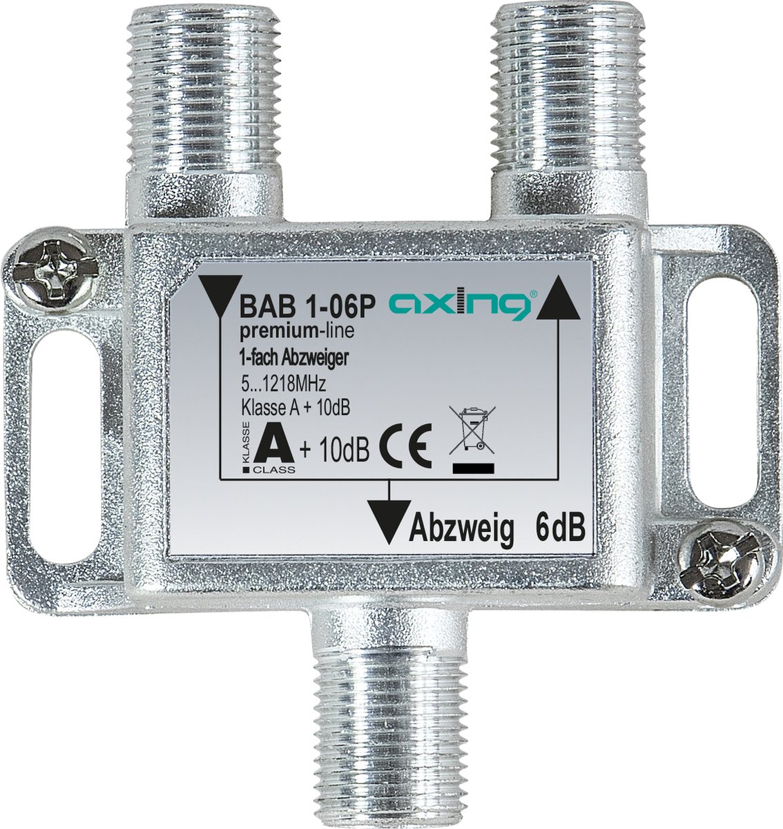 BAB 1-06P - Cable splitter - 5 - 1218 MHz - Gray - A - 6 dB - F