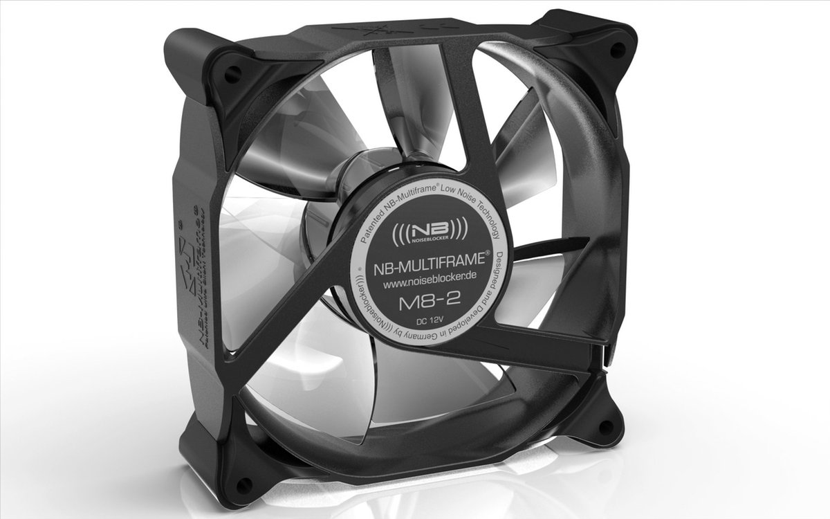NoiseBlocker Multiframe M8-S2 PC-ventilator Zwart, Grijs (transparant) (b x h x d) 80 x 80 x 25 mm