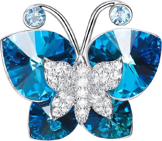 Blauwe Swarovski® Kristal Vlinder Broche
