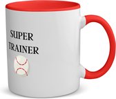 Akyol - super trainer koffiemok - theemok - rood - Sport - coach - honkbal - trainer - geschenk - verjaardag - love gift - 350 ML inhoud