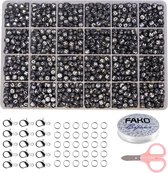 Fako Bijoux® - Letterkralen Set - Letter Beads Box - Alfabet Kralen - Sieraden Maken - Zwart