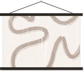 Posterhanger incl. Poster 120x80 cm - Schoolplaat - Moderne kunst - Beige - Abstract - Textielposter - Zwarte latten