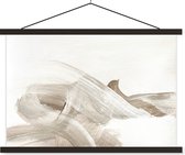 Posterhanger incl. Poster 120x80 cm - Schoolplaat - Abstract - Moderne kunst - Beige - Textielposter - Zwarte latten