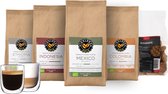 Koffiebonen Proefpakket - Highlands Gold - Mixpakket - Amaretti koekjes - Biologisch - Met Dubbelwandige Glazen (260ml)