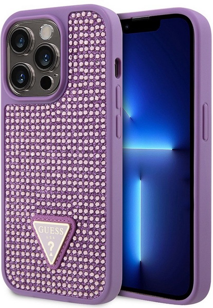 Guess Rhinestones Back Cover - Geschikt voor Apple iPhone 15 Pro (6.1") - Paars