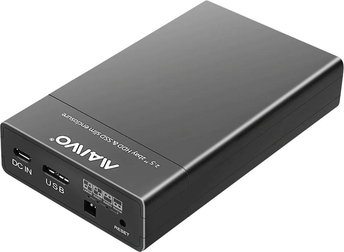 Maiwo K25682 Externe USB naar 2.5 SATA HDD en SSD behuizing - USB 3.2 Gen1 - JBOD en RAID ondersteuning - Zwart