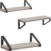 Wandplank - Wandplanken - Wandplanken zwevend - Opberg Plank - Opbergrek - 3 stuks - 2.3 kg - MDF - Grijs - 40 x 12 x 11 cm