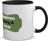Akyol - happiness is being a uncle koffiemok - theemok - zwart - Oom - de liefste oom - verjaardag - cadeautje voor oom - oom artikelen - kado - geschenk - 350 ML inhoud