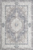 Vloerkeed perzisch look - 140x200 cm - oosters motief - vintage look - platbinding - katoenen achterkant - wasbaar - Elira by The Carpet