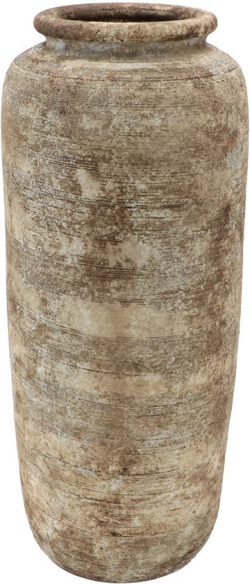 DK Design Vase à fleurs cruche modèle Batu - couleur sable - D22 x H52 cm - vase rustique