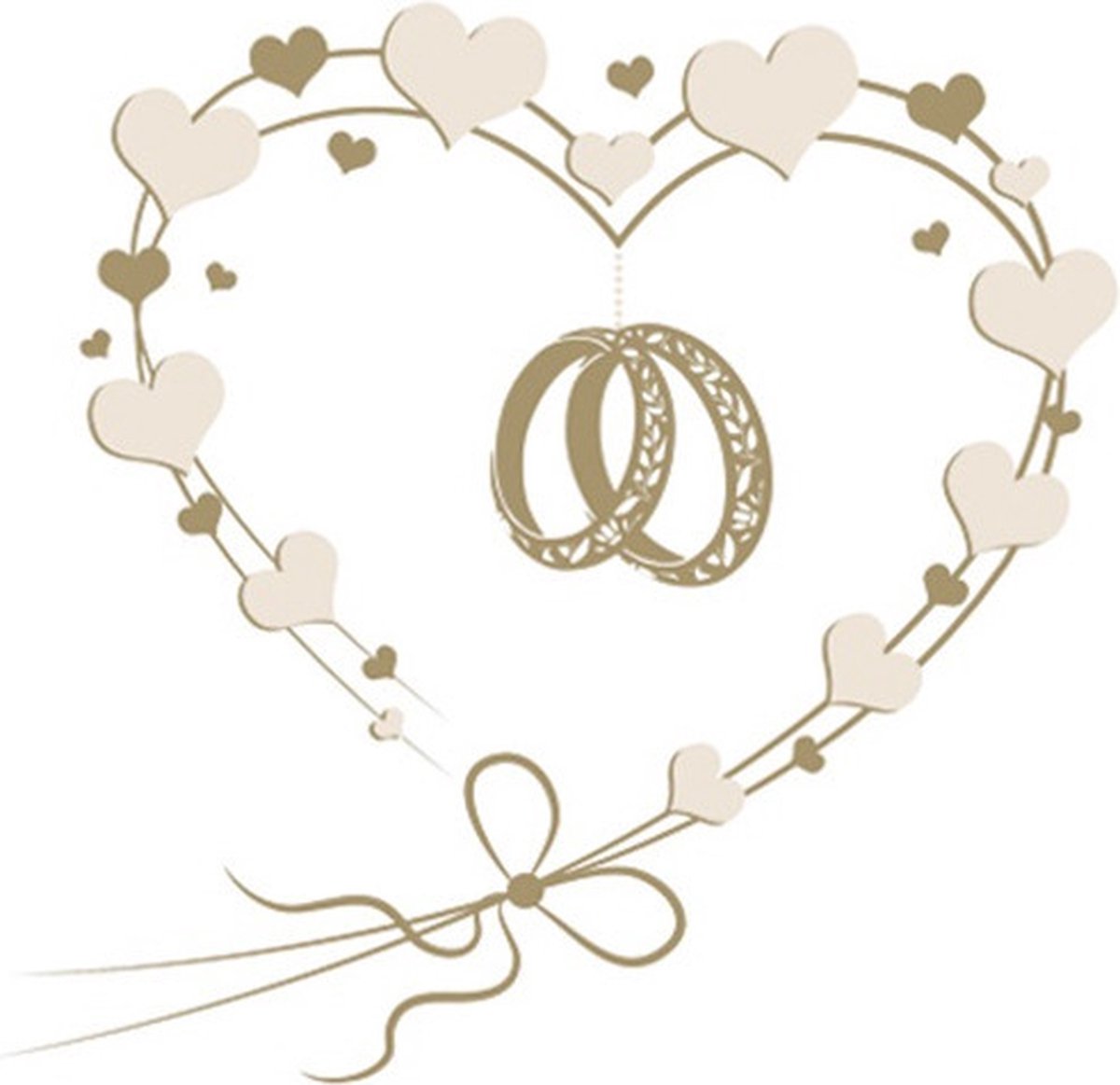 Maki bruiloft servetten - 20x st - 33 x 33 cm - hart met ringen - feestservetten