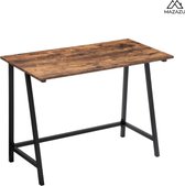 MIRA Home - Table Bureau - Industriel - Vintage - Pieds métal - Marron - Bois - 50x100x75