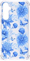 Case voor Geschikt voor Samsung Galaxy A34 Flowers Blue